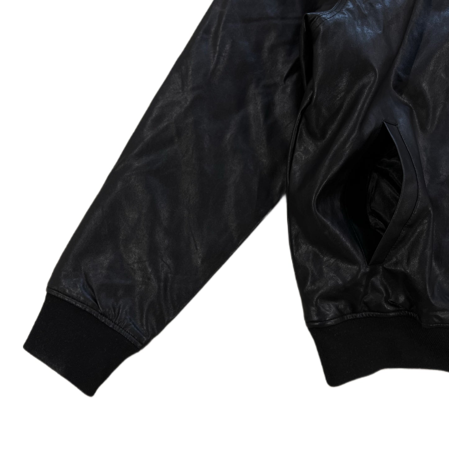 Leather bomber jacket