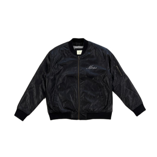 Leather bomber jacket